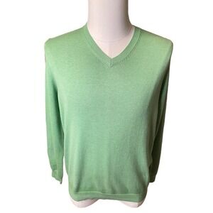 J McLaughlin Green V-Neck Sweater Men’s Size Medium Cotton St. Patrick’s Day